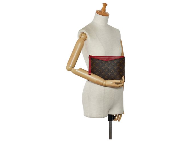 Louis Vuitton Brown Monogram Pochette Pallas Marrone Rosso - vista 12