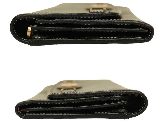 Escada Sport Black Leather White Stitching Carteira Bifold - vista 5