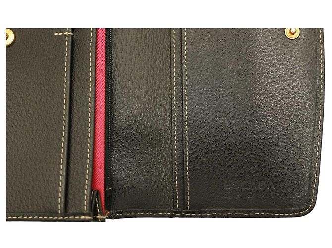 Escada Sport Black Leather White Stitching Carteira Bifold - vista 6