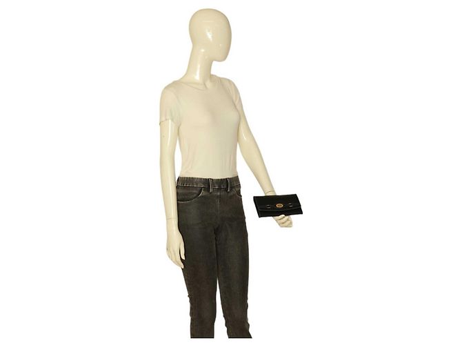 Escada Sport Black Leather White Stitching Carteira Bifold - vista 9
