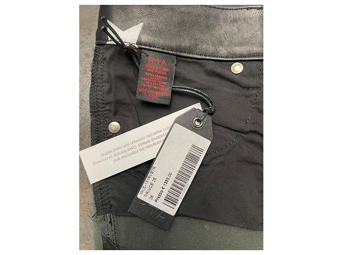 Pantalones RTA PRINCE de piel de cordero negro estampado plata - vista 3