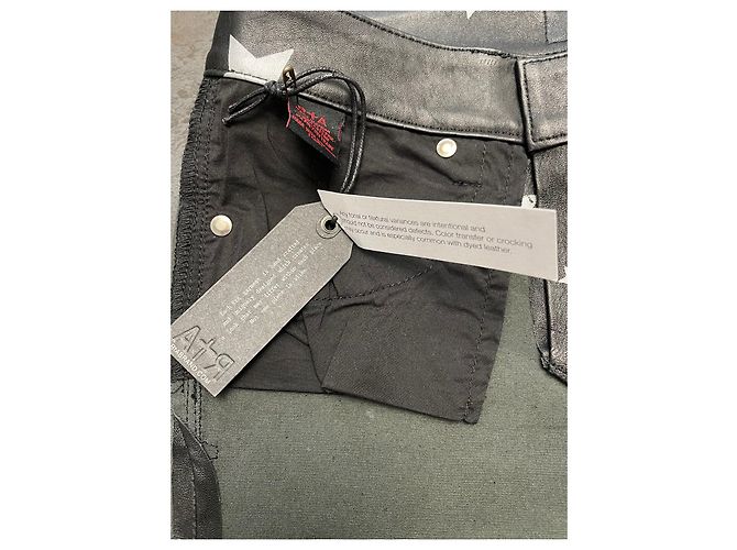 Pantalones RTA PRINCE de piel de cordero negro estampado plata - vista 4