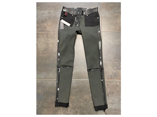Pantalones RTA PRINCE de piel de cordero negro estampado plata - vista 5