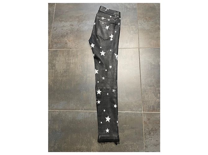 Pantalones RTA PRINCE de piel de cordero negro estampado plata - vista 8