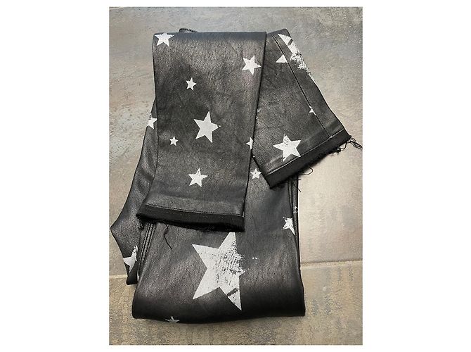 Pantalones RTA PRINCE de piel de cordero negro estampado plata - vista 9