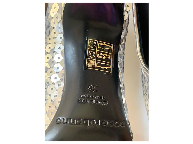Décolleté Paco Rabanne in pelle argento Silver hardware - vista 6