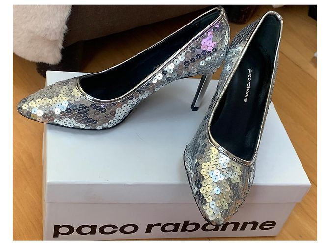 Décolleté Paco Rabanne in pelle argento Silver hardware - vista 9