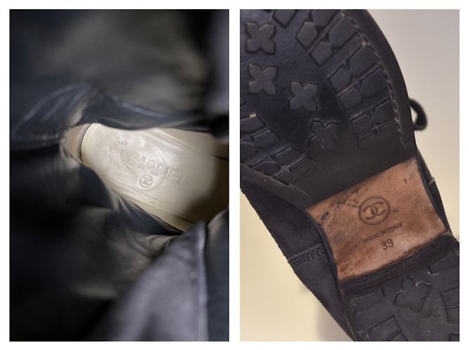 Chanel Combat CC-Logo-Schnürstiefel Grau Anthrazitgrau - Ansicht 11