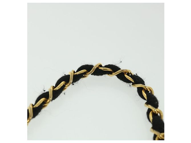 CHANEL Borsa a Spalla Matelassé con Catena Satin Nero Oro CC Auth bs8554 D'oro - vista 14
