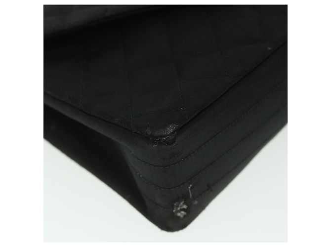 CHANEL Borsa a Spalla Matelassé con Catena Satin Nero Oro CC Auth bs8554 D'oro - vista 16