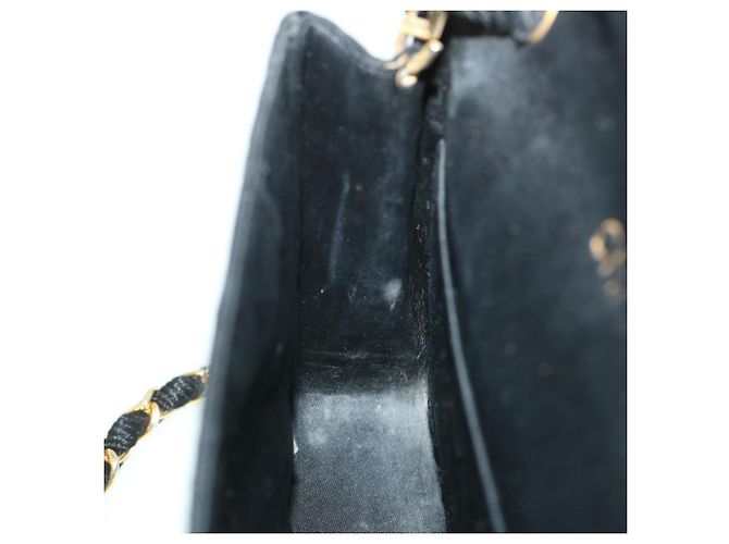 CHANEL Borsa a Spalla Matelassé con Catena Satin Nero Oro CC Auth bs8554 D'oro - vista 20