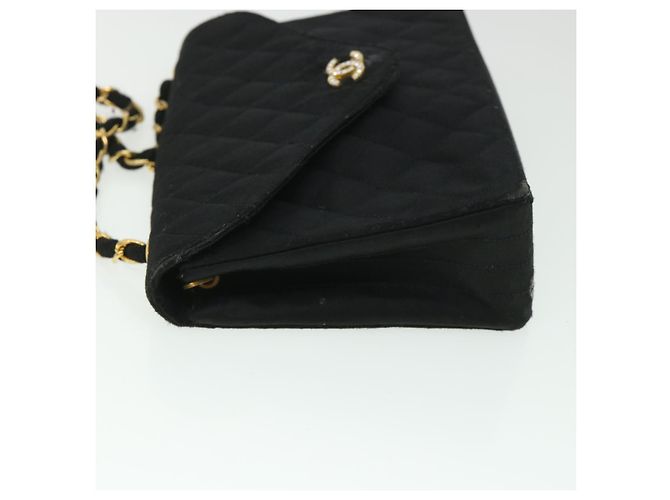 CHANEL Borsa a Spalla Matelassé con Catena Satin Nero Oro CC Auth bs8554 D'oro - vista 4