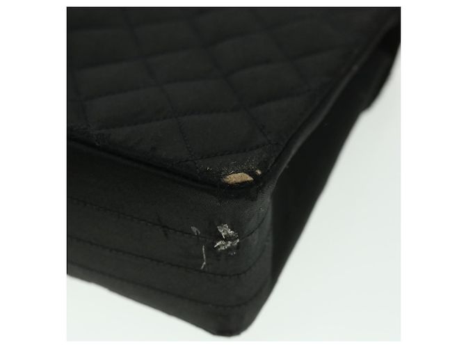 CHANEL Borsa a Spalla Matelassé con Catena Satin Nero Oro CC Auth bs8554 D'oro - vista 9