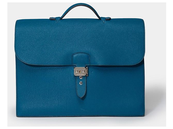 Sac à dépêches Hermès Borsa HERMES Sac a depeches in Pelle Blu - 101492 - vista 2