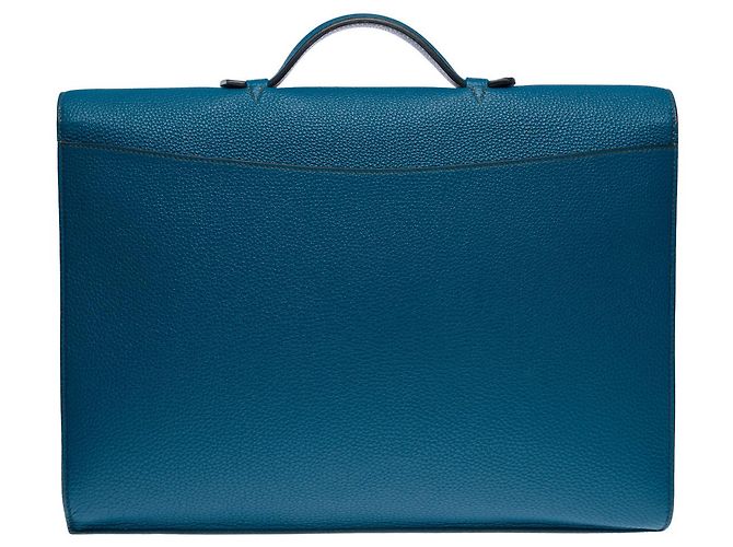 Sac à dépêches Hermès Borsa HERMES Sac a depeches in Pelle Blu - 101492 - vista 4