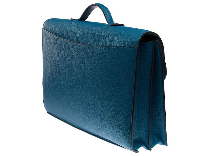 Sac à dépêches Hermès Borsa HERMES Sac a depeches in Pelle Blu - 101492 - vista 6