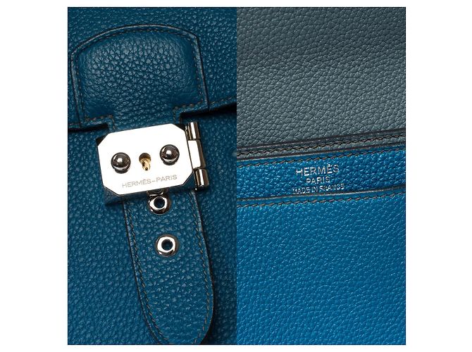 Sac à dépêches Hermès Borsa HERMES Sac a depeches in Pelle Blu - 101492 - vista 7