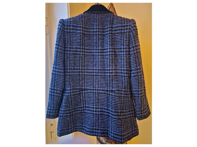 Givenchy Houndstooth Wool Jacket Blue and Black - view 2