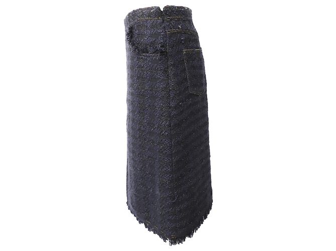 Tory Burch Sparkly Midi Pencil Skirt in Navy Blue Polyester - view 2