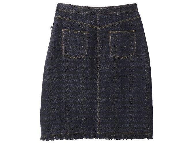 Tory Burch Sparkly Midi Pencil Skirt in Navy Blue Polyester - view 5