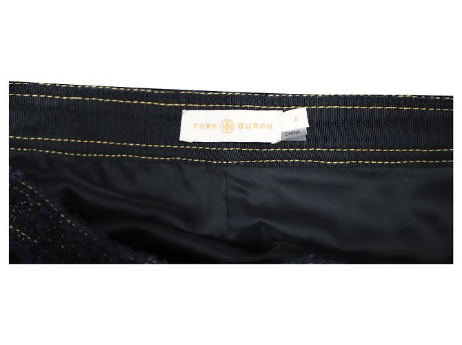 Tory Burch Sparkly Midi Pencil Skirt in Navy Blue Polyester - view 6