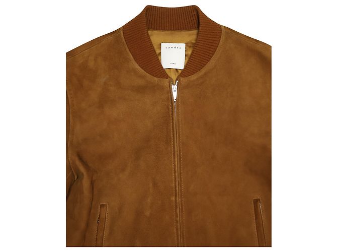 Giubbotto Bomber Sandro Paris in camoscio Marrone - vista 3