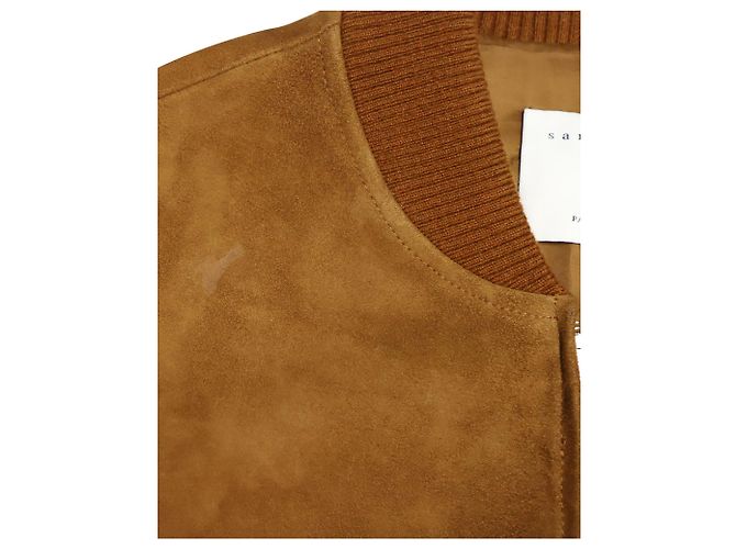 Giubbotto Bomber Sandro Paris in camoscio Marrone - vista 7