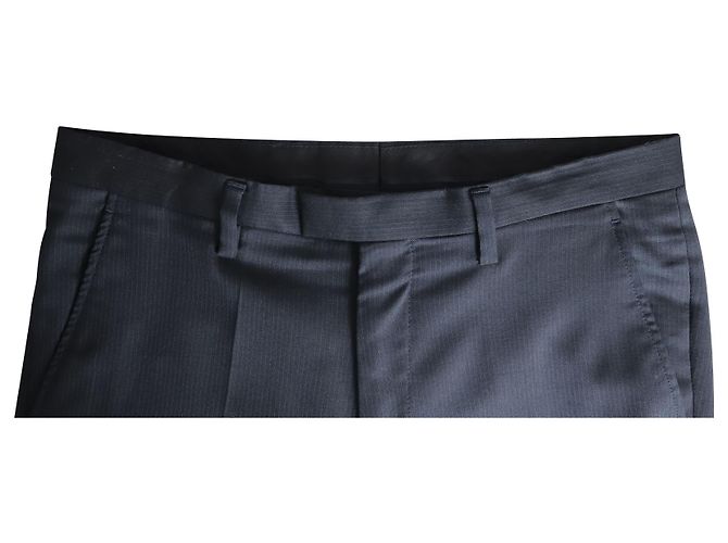 Kenzo Pin Stripe Tailored Trousers in Gray Wool Brown - view 3