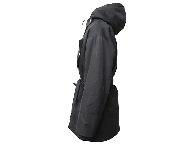 Sandro Hooded Parka in Black Cotton - view 3