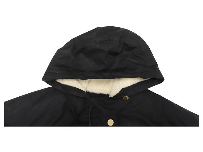 Sandro Hooded Parka in Black Cotton - view 4