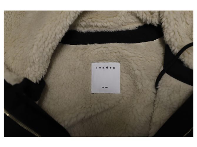 Sandro Hooded Parka in Black Cotton - view 8