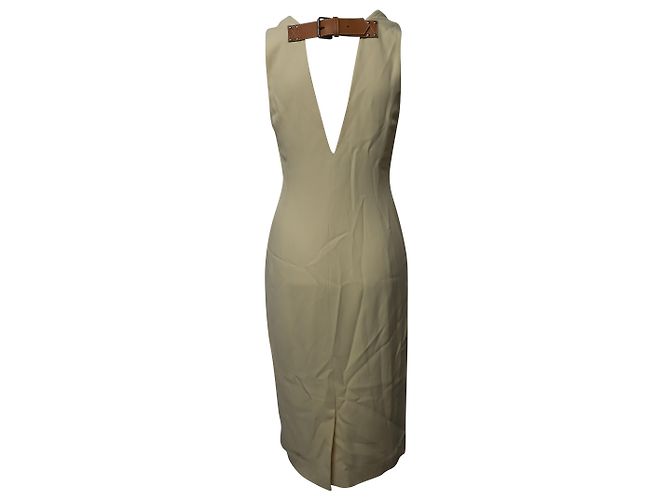Vestido midi sem mangas com cinto traseiro Alexander Wang em viscose creme Branco Cru - vista 2