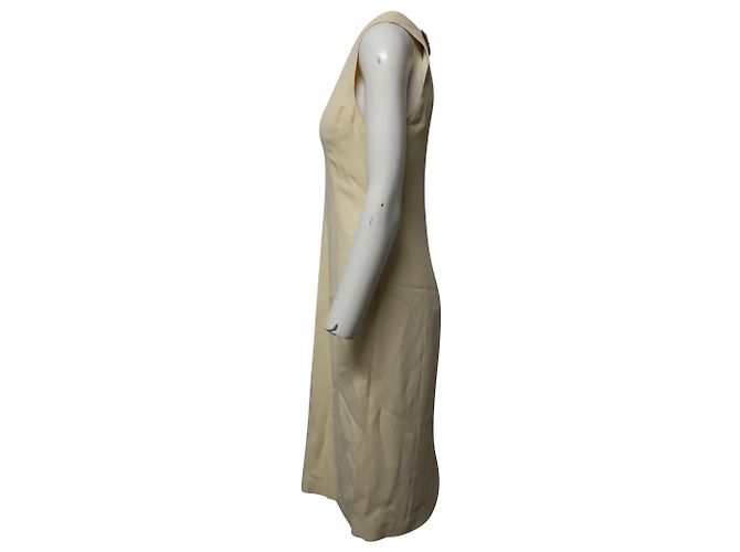 Vestido midi sem mangas com cinto traseiro Alexander Wang em viscose creme Branco Cru - vista 3