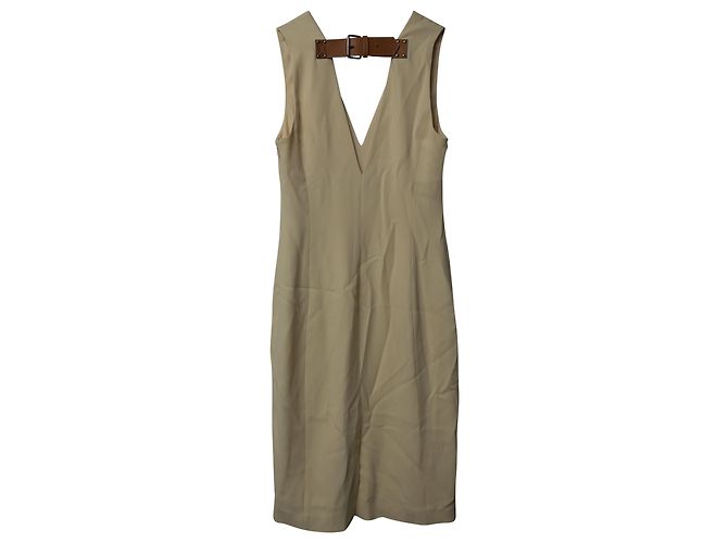 Vestido midi sem mangas com cinto traseiro Alexander Wang em viscose creme Branco Cru - vista 4