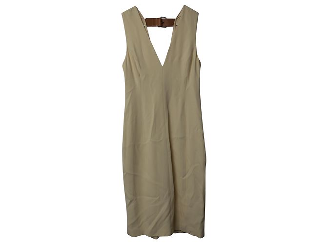 Vestido midi sem mangas com cinto traseiro Alexander Wang em viscose creme Branco Cru - vista 5