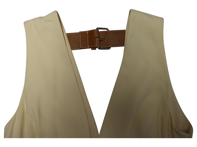 Vestido midi sem mangas com cinto traseiro Alexander Wang em viscose creme Branco Cru - vista 6