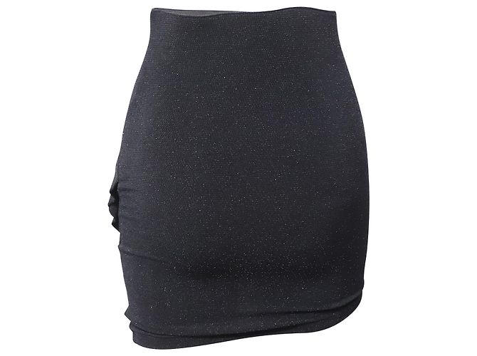 Iro Zilka Metallic-Stretch-Strick-Minirock aus schwarzem Nylon - Ansicht 2