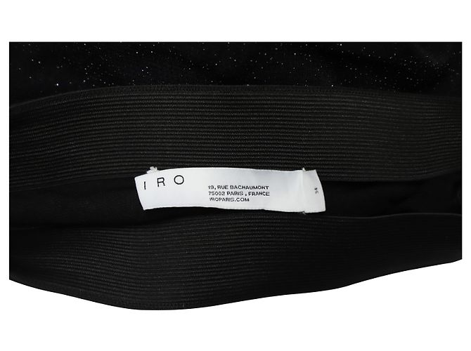 Iro Zilka Metallic-Stretch-Strick-Minirock aus schwarzem Nylon - Ansicht 6