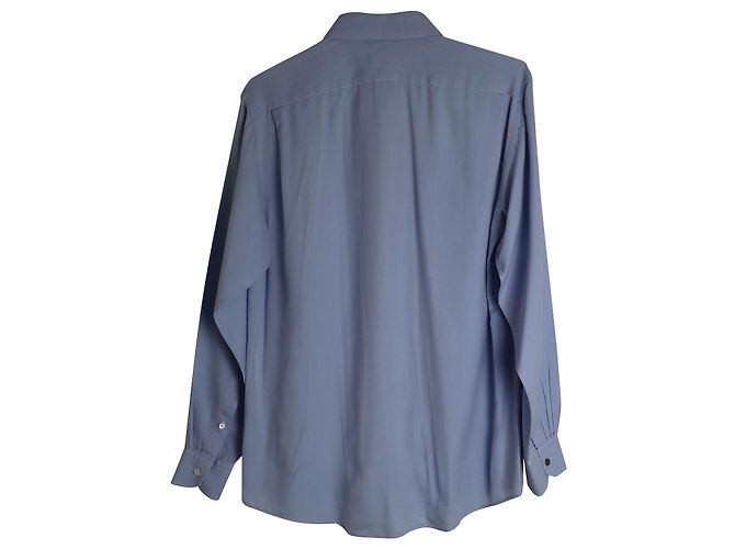 Hermès-Hemd mit Chevron-Muster und Knöpfen aus blauer Baumwolle - Ansicht 2