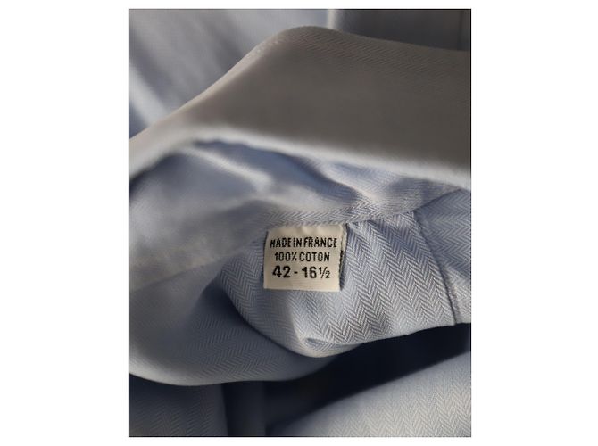 Hermès-Hemd mit Chevron-Muster und Knöpfen aus blauer Baumwolle - Ansicht 5