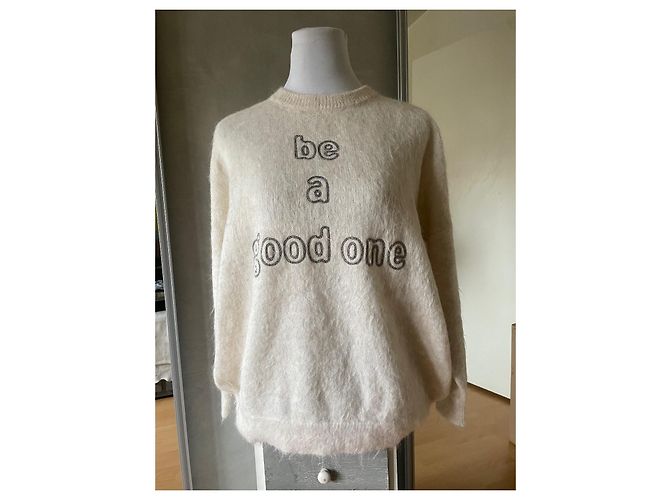 Brunello Cucinelli Be a good one chain Pullover beige Seide Kaschmir Mohair Roh - Ansicht 2