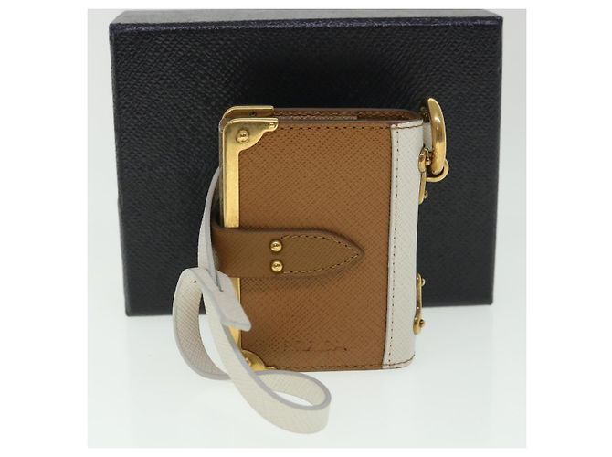 Saffiano PRADA Notepad Charm Safiano leather Brown Auth ar10387b - view 12