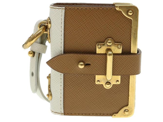 Saffiano PRADA Notepad Charm Safiano leather Brown Auth ar10387b - view 2
