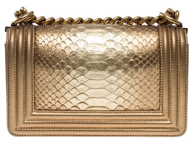 Boy CHANEL Jungentasche in goldenem Python - 101500 - Ansicht 4