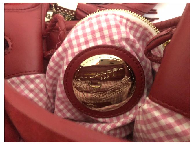 Borsa Lancel Paris Le Brigitte Bardot Edizione limitata Saint Tropez Rosso Bordò - vista 5