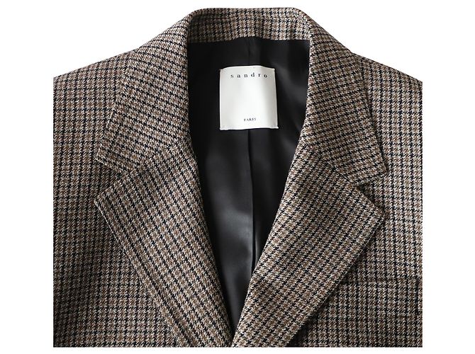 Sandro Checked Suit Jacket in Multicolor Wool - view 3
