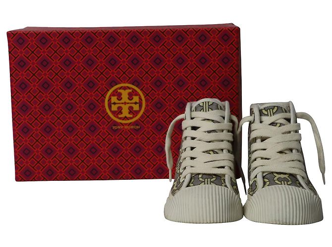 Sneakers alte Tory Burch Buddy in tela multicolor Stampa python - vista 9