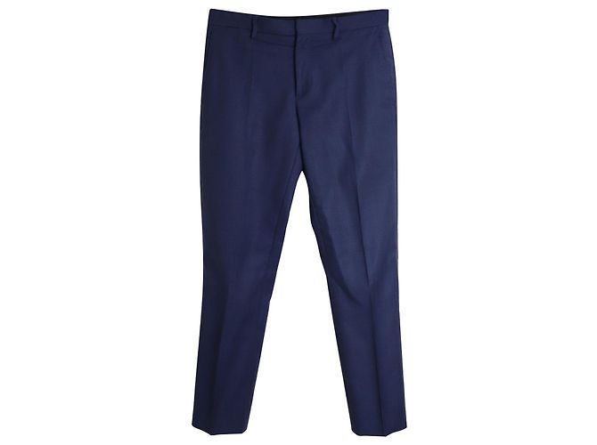 Pantalon ajusté Burberry en laine bleue - vue 2