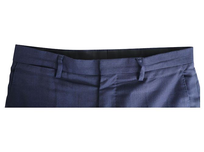 Pantalon ajusté Burberry en laine bleue - vue 4