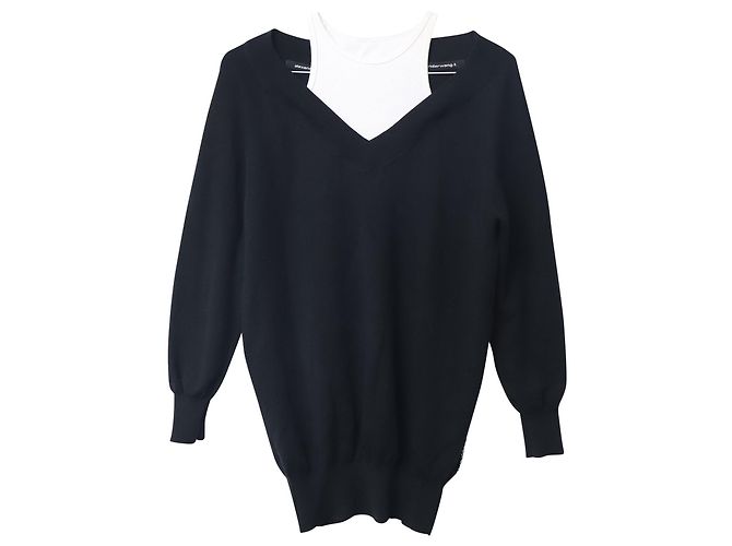Mehrlagiges Pulloverkleid von Alexander Wang aus schwarzer Merinowolle - Ansicht 4